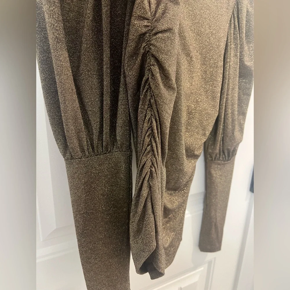 Nicole Miller Metallic Gold Blouse - Picture 2 of 7